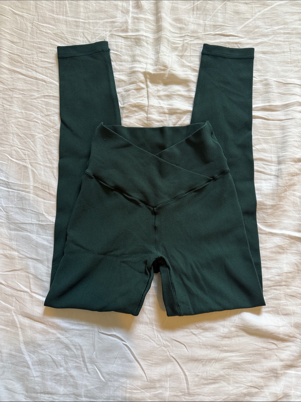 Dark Green Offline by Aerie Waffle Work Out Leggings
